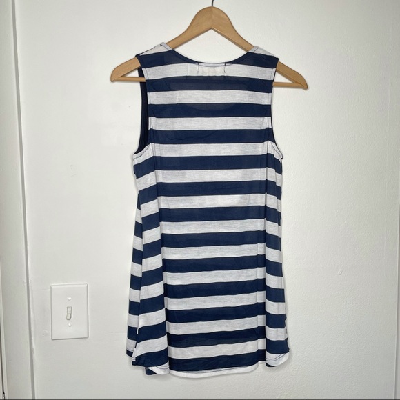 Moon & Sky Lace Striped Tank Top Navy Blue Size L - Picture 5 of 10